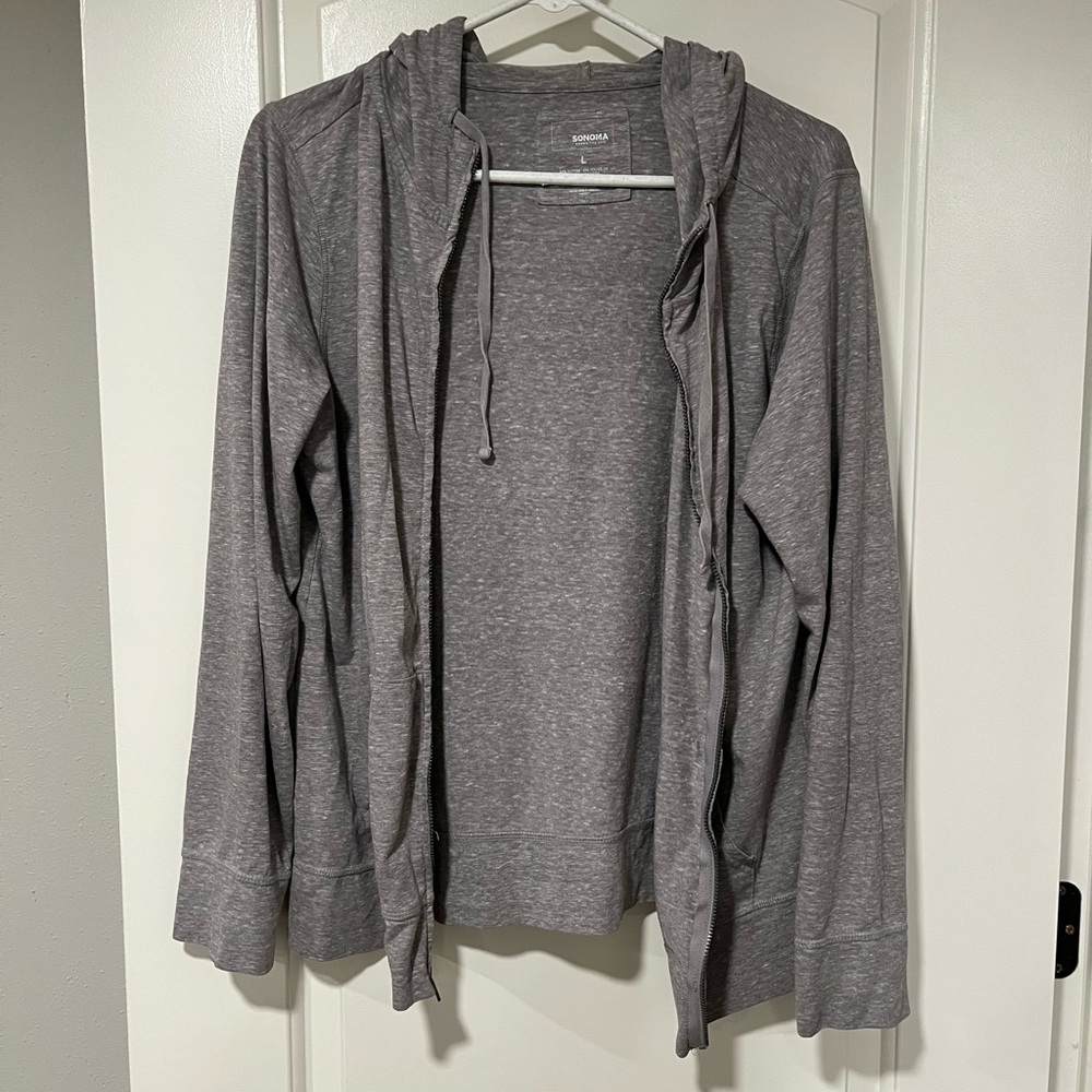 Sonoma Gray Zip Up Sweater with Hood